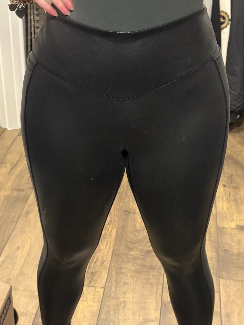 Victoria's Secret Black High-Waist Faux Leather/Shiny Leggings